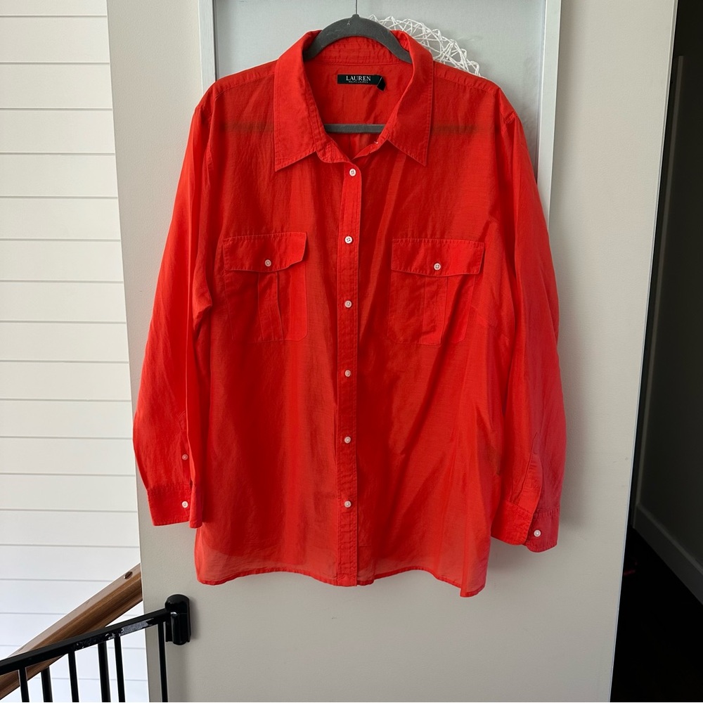 LAUREN RALPH LAUREN cotton silk button down shirt